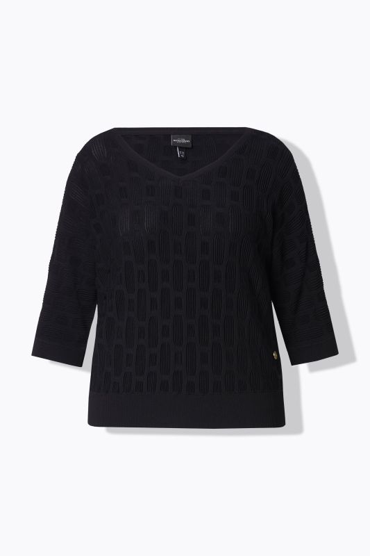 Textured 3/4 Sleeve Knit Blouse