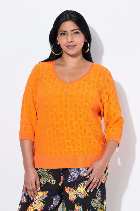 Textured 3/4 Sleeve Knit Blouse