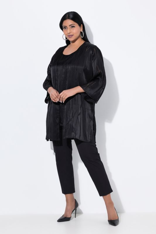 Satin Burnout Open Shape Cardigan