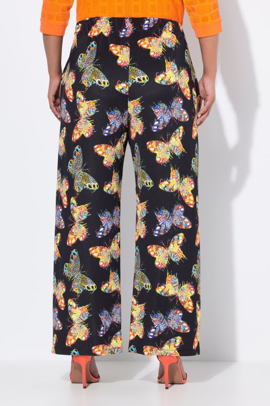 Butterfly Print Elastic Waist Slinky Pants