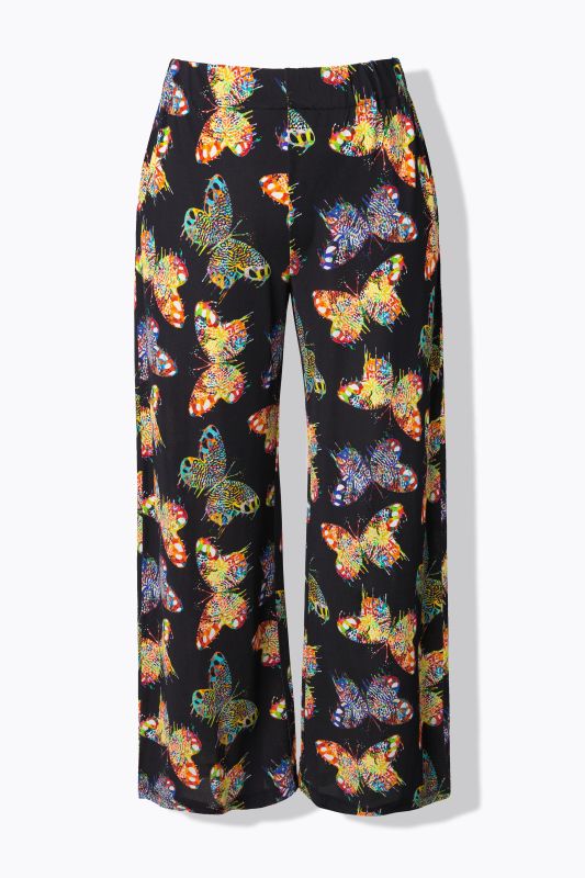 Butterfly Print Elastic Waist Slinky Pants