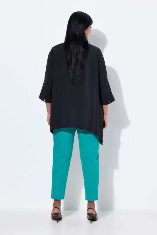 Oversized Pointed Hem 3/4 Sleeve Blouse