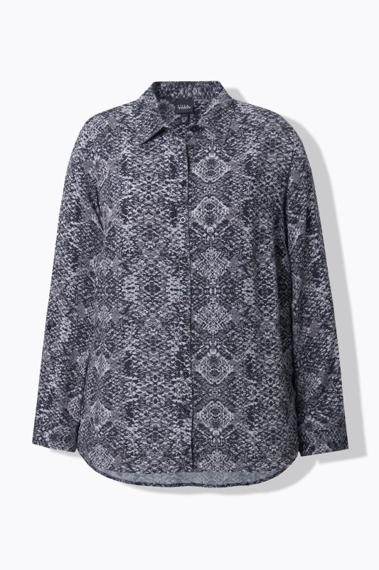 Snake Print Long Sleeve Button Down Blouse