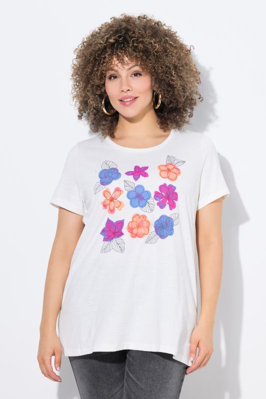 Flower Cap Sleeve Graphic Tee