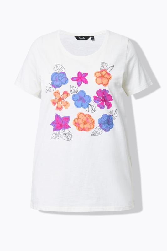 Flower Cap Sleeve Graphic Tee