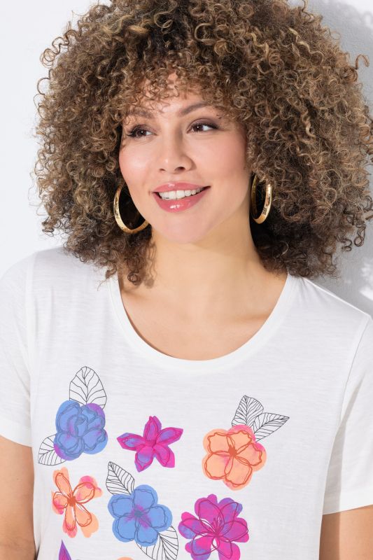Flower Cap Sleeve Graphic Tee