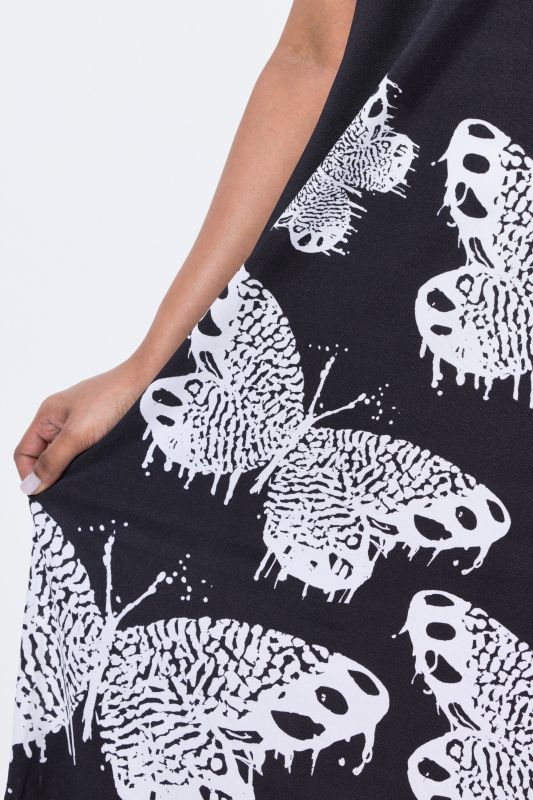 Butterfly Print Short Sleeve Slinky Dres
