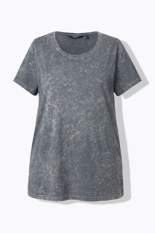 Rivet Detail Short Sleeve Acid Wash Tee