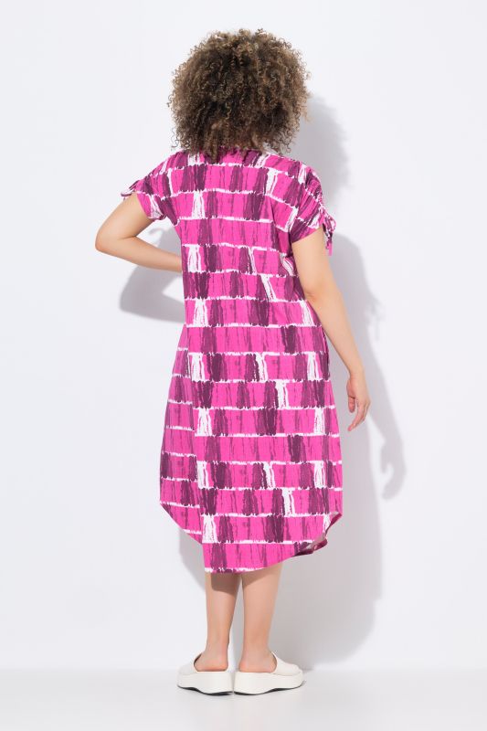 Batik Striped Gathered Shoulders Dress
