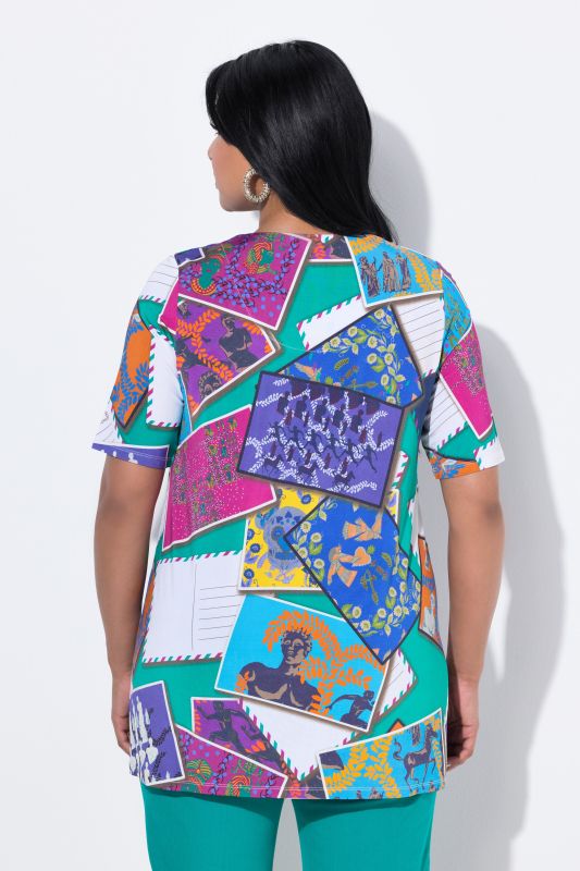 Postcard Short Sleeve Slinky Top