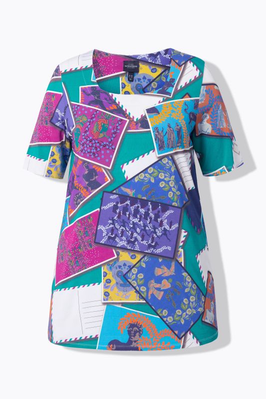 Postcard Short Sleeve Slinky Top