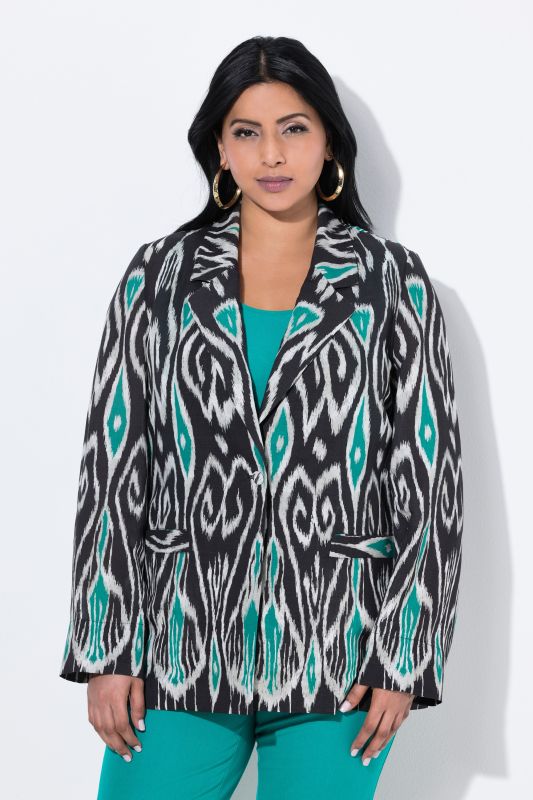 Ikat-Inspired Linen Blend Blazer