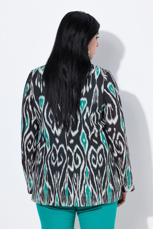 Ikat-Inspired Linen Blend Blazer