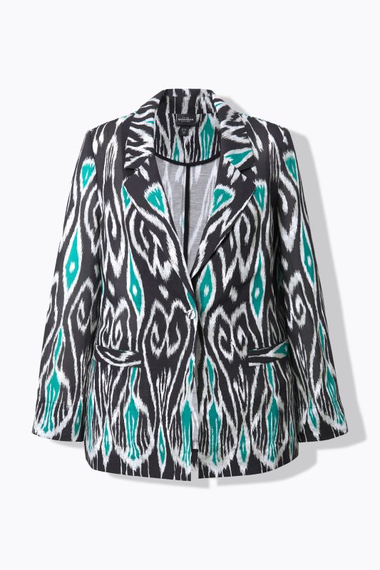 Ikat-Inspired Linen Blend Blazer