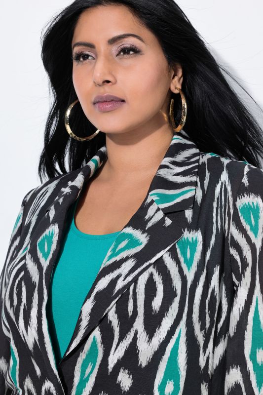 Ikat-Inspired Linen Blend Blazer