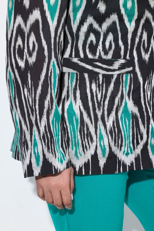 Ikat-Inspired Linen Blend Blazer