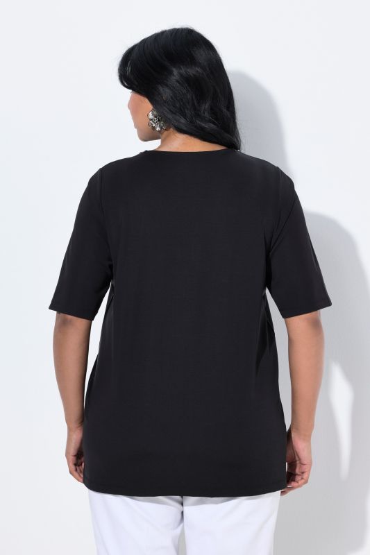 Beaded Neckline Short Sleeve Tee