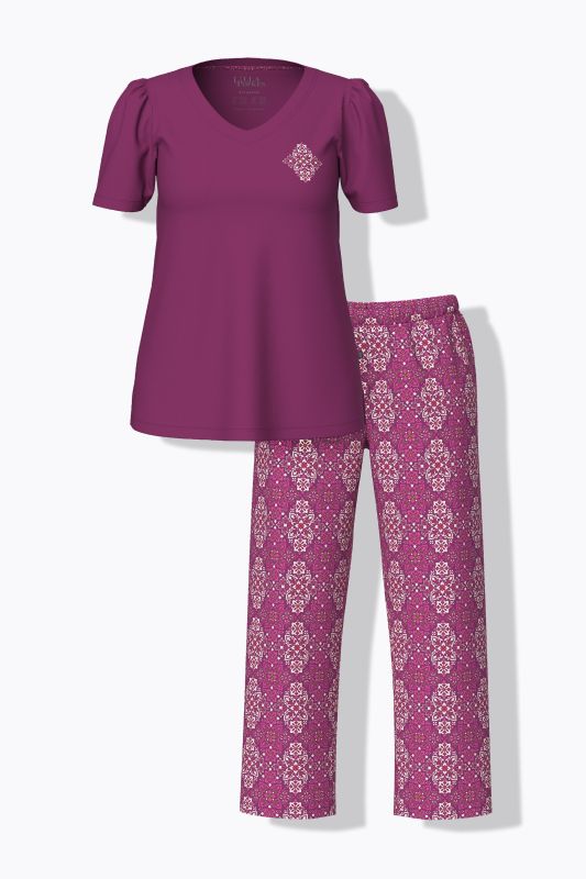 Tile Print Two Piece Pajama Set