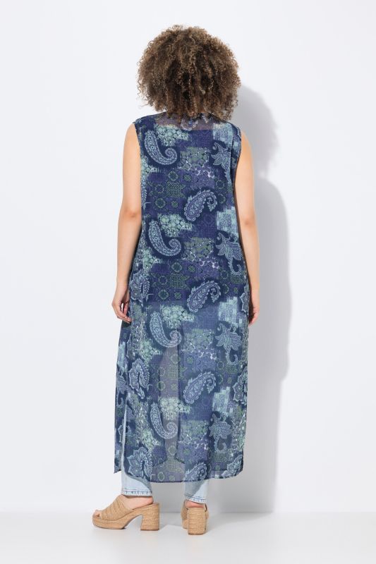Sheer Paisley Extra Long Tie-Front Tank