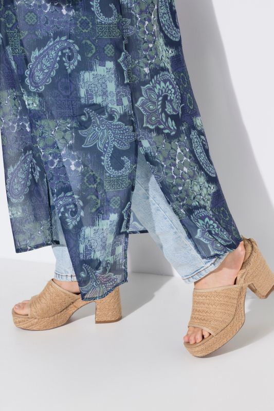 Sheer Paisley Extra Long Tie-Front Tank
