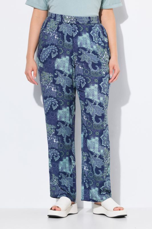 Patchwork Paisley Elastic Waist Pants