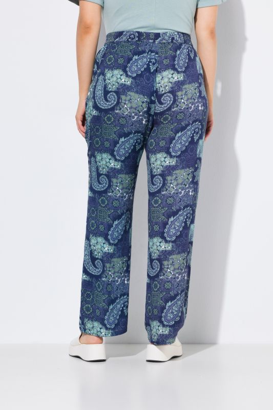 Patchwork Paisley Elastic Waist Pants