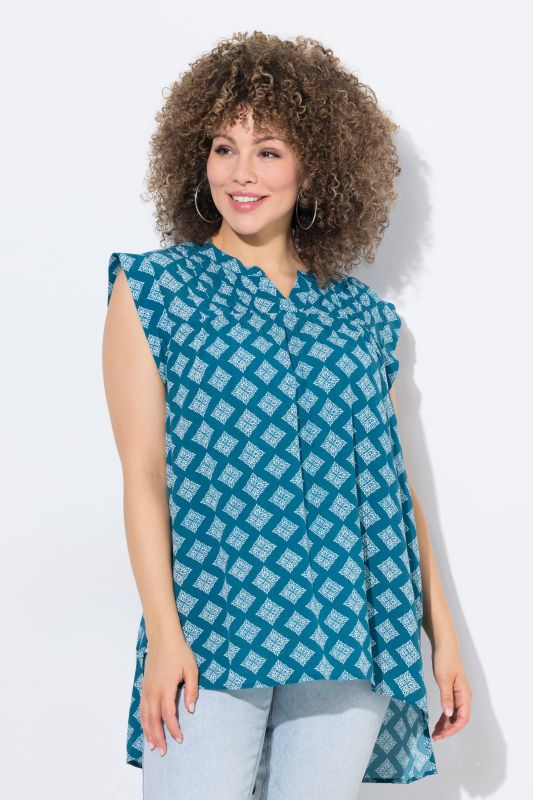 Tile Print Sleeveless Blouse