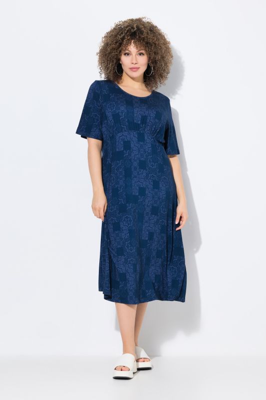 Mosaic Print Short Sleeve Midi Dress