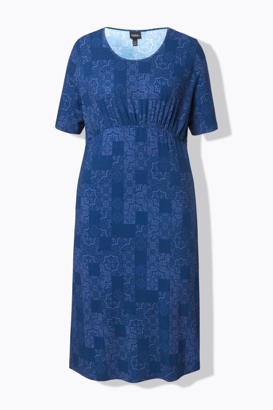 Mosaic Print Short Sleeve Midi Dress
