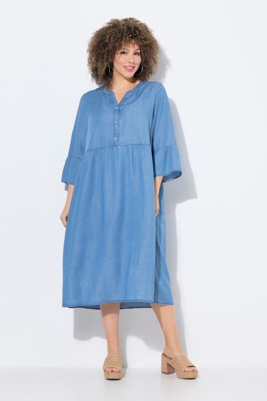 Denim Flounce Panel Dress