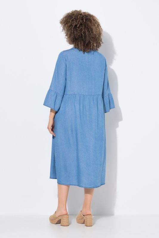 Denim Flounce Panel Dress