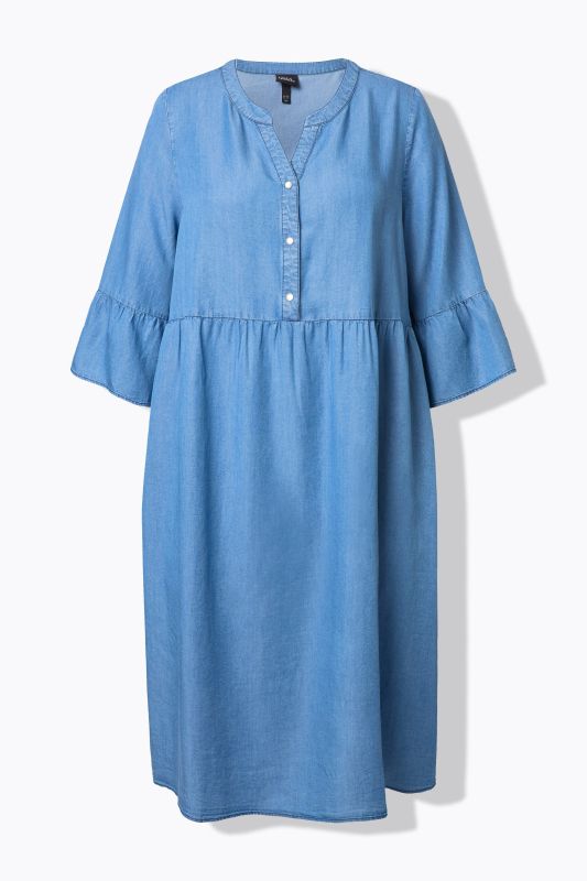 Denim Flounce Panel Dress
