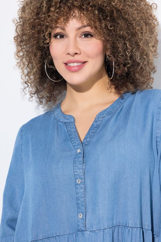 Denim Flounce Panel Dress