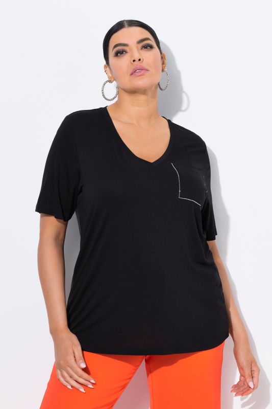 Rhinestone Chest Pocket Short Sleeve Tee