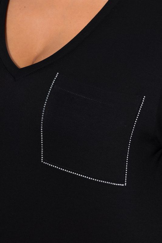 Rhinestone Chest Pocket Short Sleeve Tee