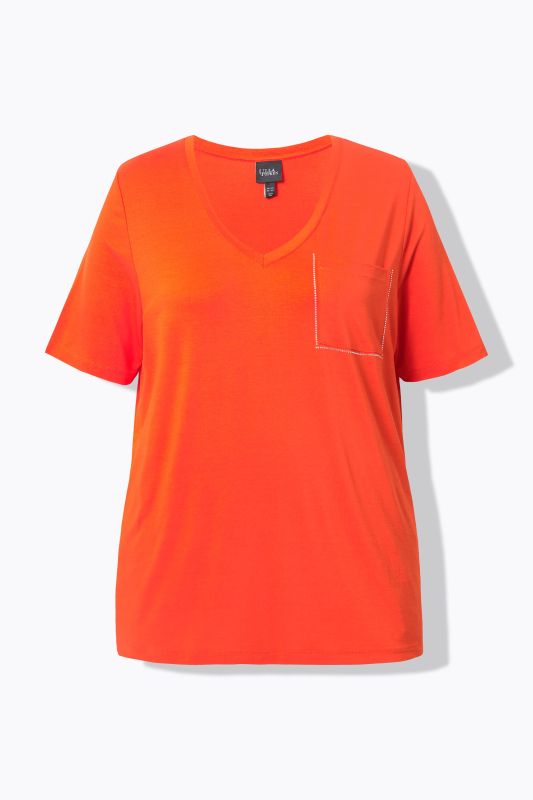 Rhinestone Chest Pocket Short Sleeve Tee