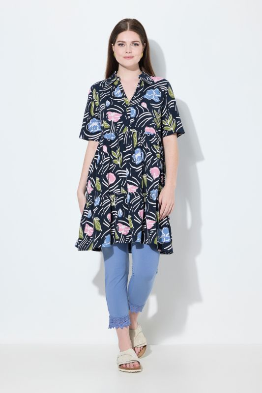 Eco Cotton Floral Print Short Sleeve Knit Tunic