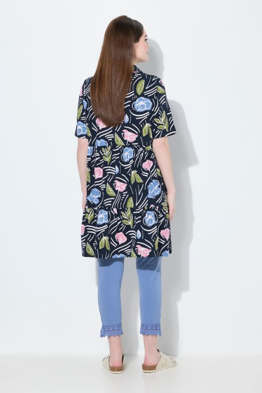 Eco Cotton Floral Print Short Sleeve Knit Tunic