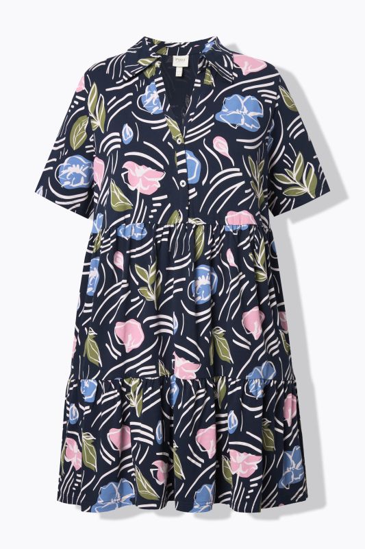 Eco Cotton Floral Print Short Sleeve Knit Tunic