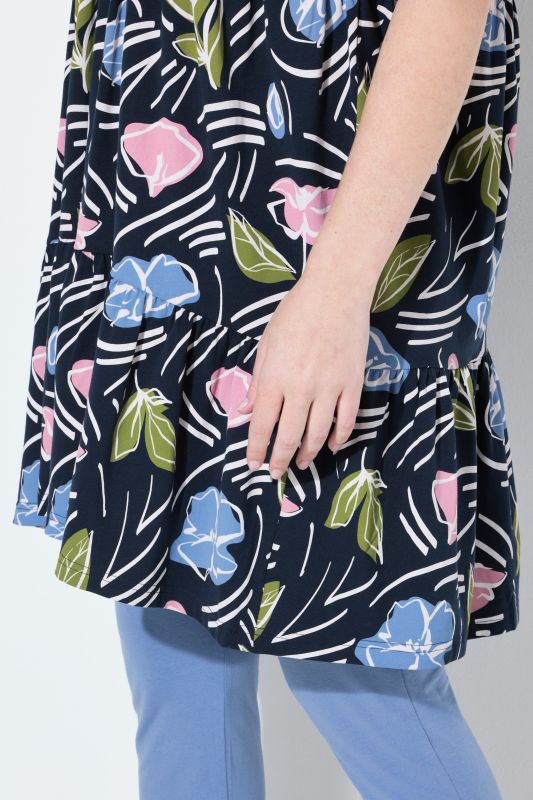 Eco Cotton Floral Print Short Sleeve Knit Tunic