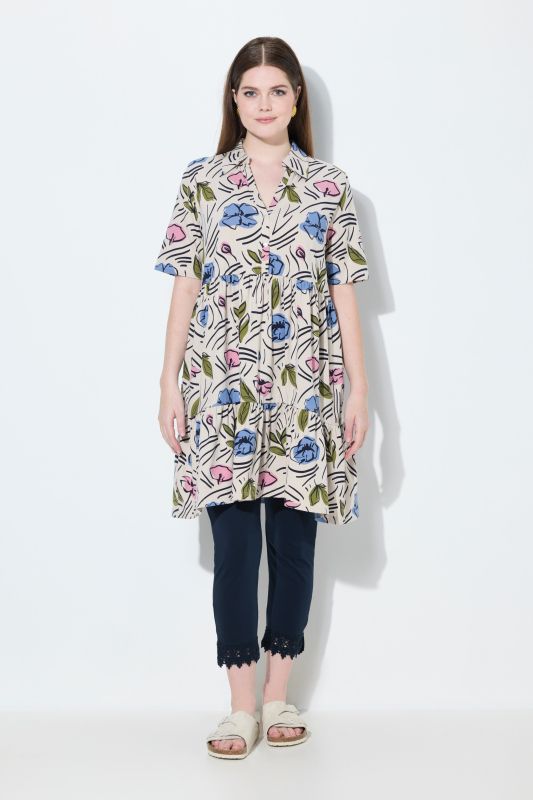 Eco Cotton Floral Print Short Sleeve Knit Tunic