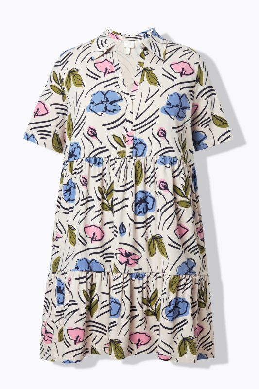 Eco Cotton Floral Print Short Sleeve Knit Tunic