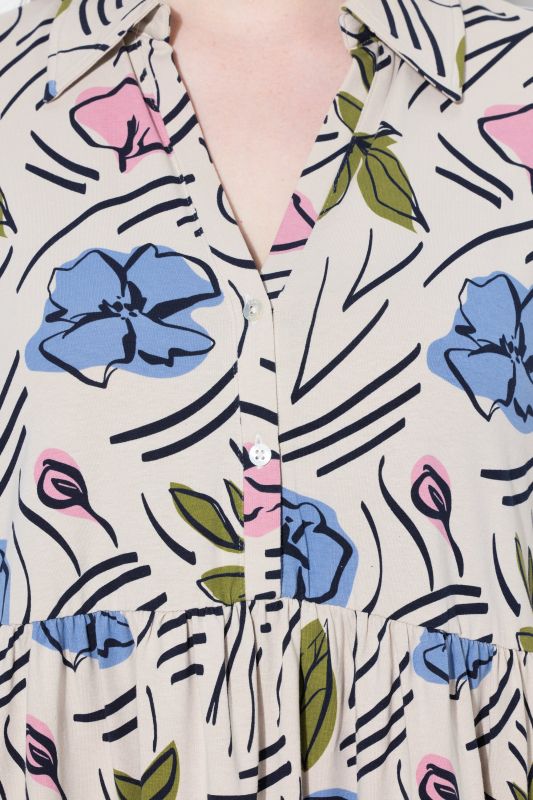 Eco Cotton Floral Print Short Sleeve Knit Tunic