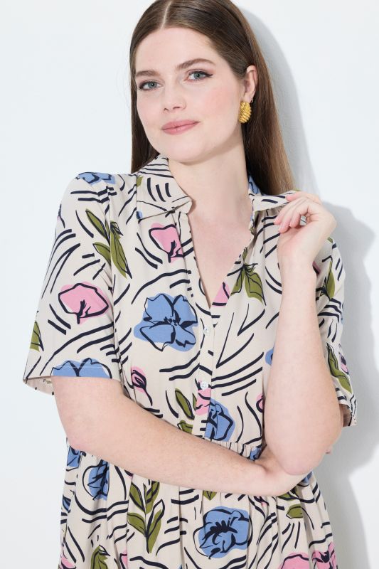 Eco Cotton Floral Print Short Sleeve Knit Tunic