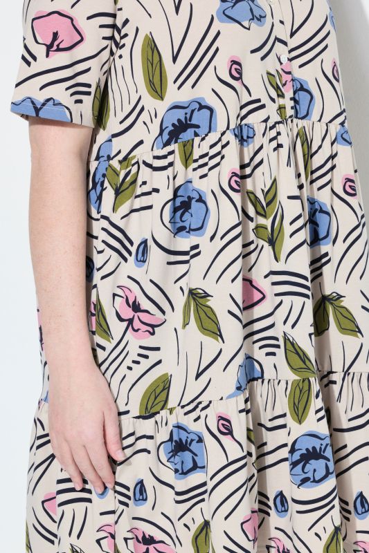Eco Cotton Floral Print Short Sleeve Knit Tunic