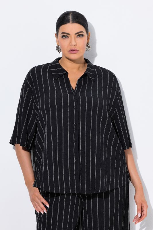 Striped Short Sleeve Jersey Blouse