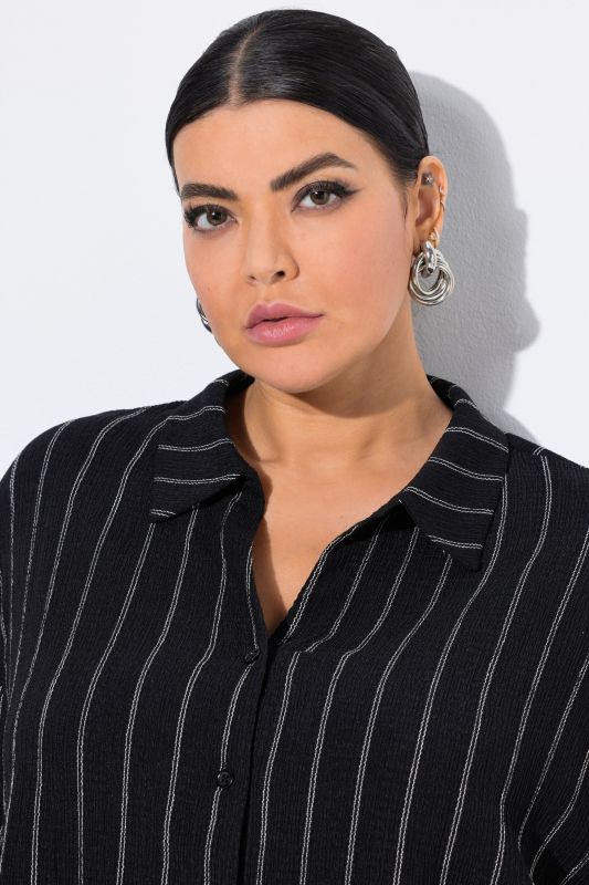 Striped Short Sleeve Jersey Blouse