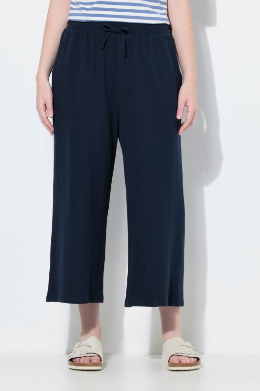 Eco Cotton Waffle Texture Elastic Waist Culottes