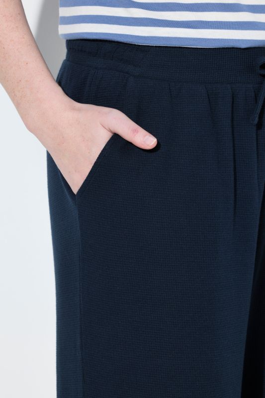 Eco Cotton Waffle Texture Elastic Waist Culottes