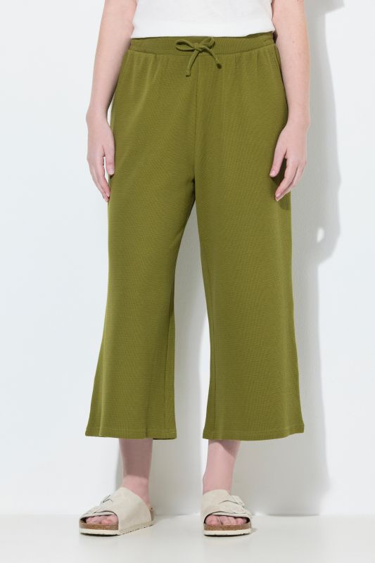 Eco Cotton Waffle Texture Elastic Waist Culottes